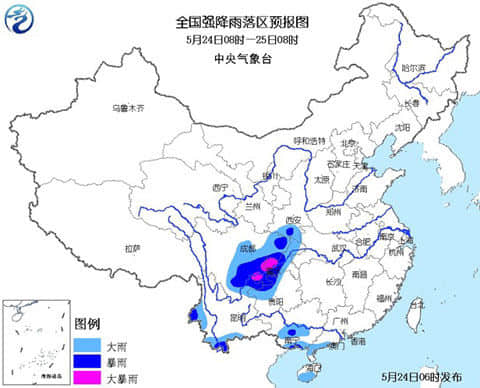 全国强降雨落区预报图
