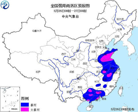 全国强降雨落区预报图