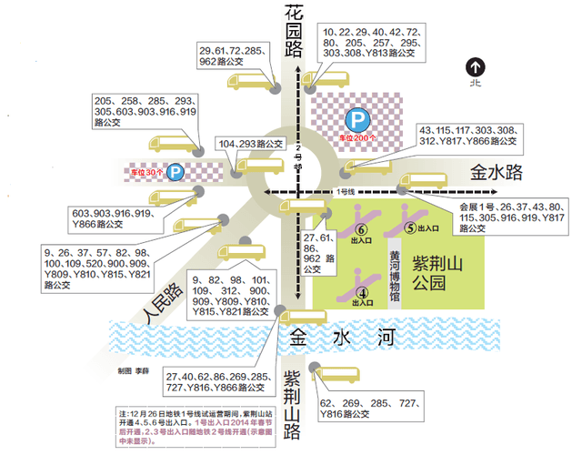 郑州地铁换乘全攻略 紫荆山52条公交可换乘